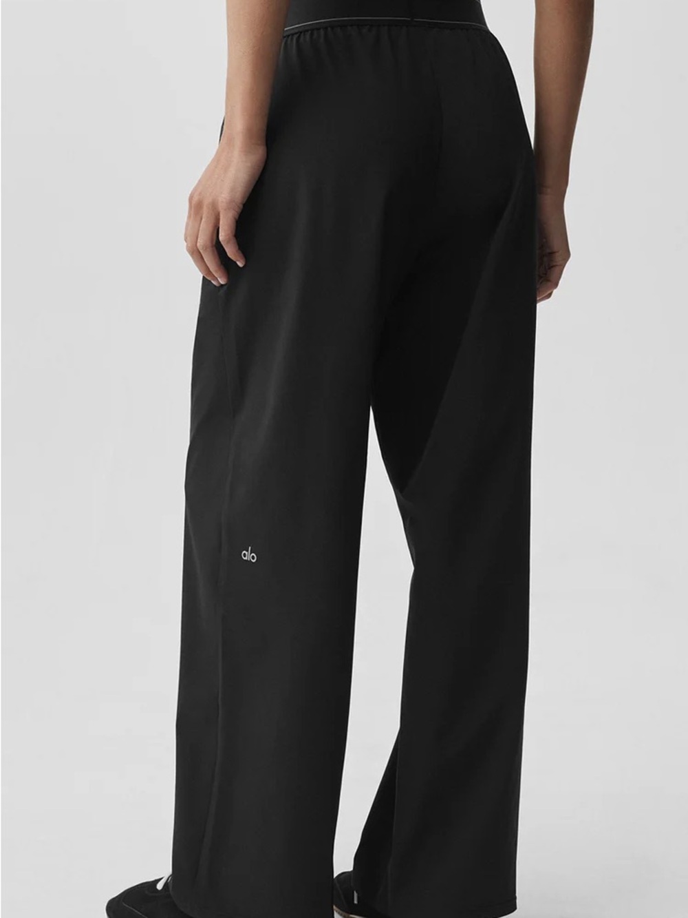 Alo High-Rise Wide Leg Suit Up Trouser Pants in Black